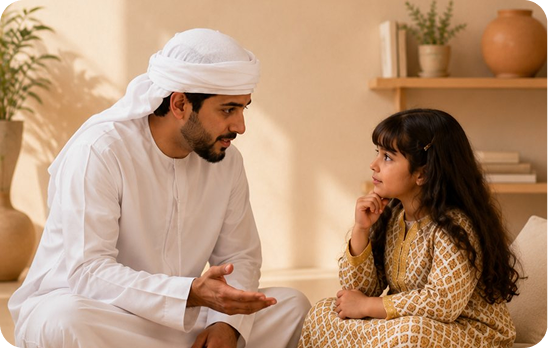 أب وابنته الصغيرة يتحاوران